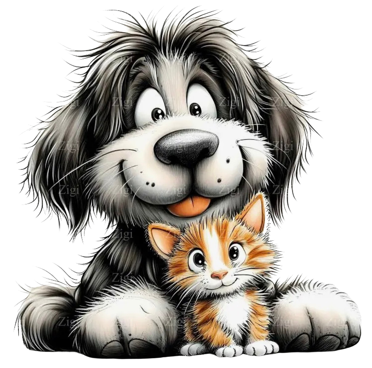 Happy dog and cat